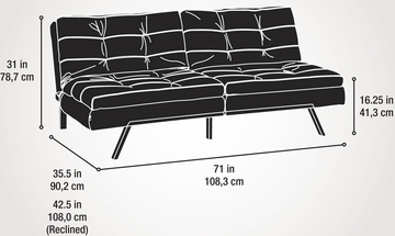 Sauder Durant Convertible Sofa Microfiber Black