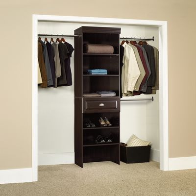 Sauder Hanover Closets Wide Starter Kit Jamocha Wood