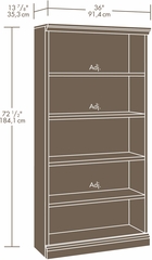 Sauder Library Bookcase 3 Adjustable Shelves Estate Black