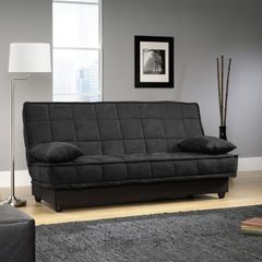 Sauder Lincoln Black Microfiber Click-Clak Sofa with Storage