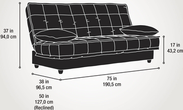 Sauder Lincoln Black Microfiber Click-Clak Sofa with Storage