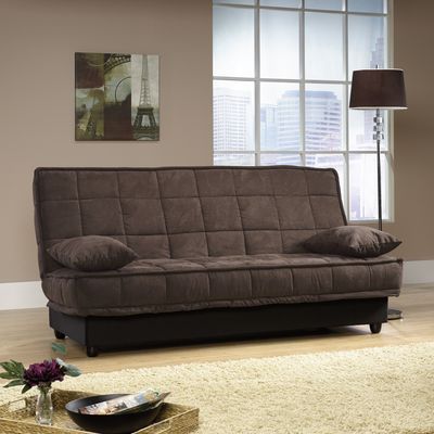 Sauder Lincoln Convertible Sofa Microfiber Chocolate with Underseat Storage