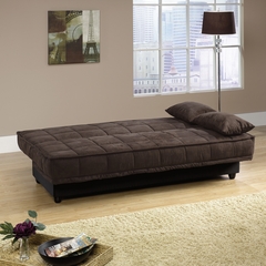 Sauder Lincoln Convertible Sofa Microfiber Chocolate with Underseat Storage