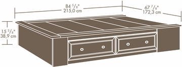 Sauder Palladia Queen Platform Bed with Storage Select Cherry