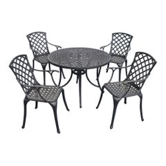 Sedona 42" 5 Piece Black Aluminum Outdoor Dining Set with High Back Arm Chairs - CROSLEY-KOD6004BK