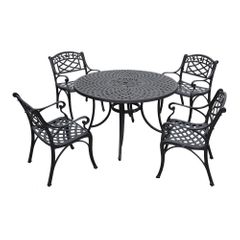 Sedona 48" 5 Piece Black Aluminum Outdoor Dining Set with Arm Chairs - CROSLEY-KOD6001BK