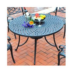 Sedona 48" Cast Aluminum Dining Table in Charcoal Black - CROSLEY-CO600148-BK