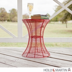 SEI Indoor/Outdoor Round Metal Accent Table, 18.5 Inch - Red