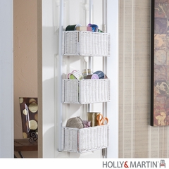 SEI Over-The Door 3-Tier Basket Storage - White