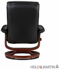 SEI Recliner and Ottoman - Black Bonded Leather, U-Base