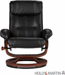 SEI Recliner and Ottoman - Black Bonded Leather, U-Base