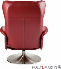 SEI Recliner and Ottoman - Brick Red Bonded Leather