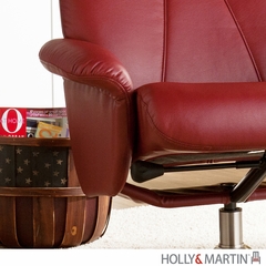 SEI Recliner and Ottoman - Brick Red Bonded Leather