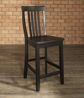 (Set of 2) School House Bar Stool in Black Finish with 24 Inch Seat Height - Crosley Furniture - CF500324-BK