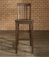 (Set of 2) School House Bar Stool in Mahogany Finish with 30 Inch Seat Height - Crosley Furniture - CF500330-MA