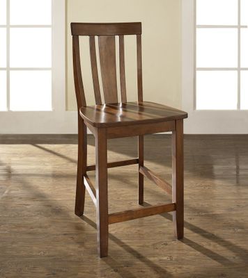 (Set of 2) Shield Back Bar Stool in Classic Cherry Finish with 24 Inch Seat Height - Crosley Furniture - CF500124-CH
