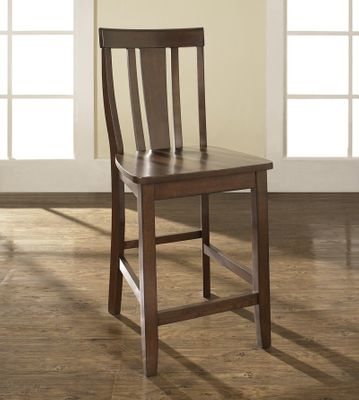 (Set of 2) Shield Back Bar Stool in Vintage Mahogany Finish with 24 Inch Seat Height - Crosley Furniture - CF500124-MA