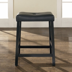 (Set of 2) Upholstered Saddle Seat Bar Stool in Black Finish with 24 Inch Seat Height - Crosley Furniture - CF500224-BK