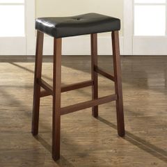 (Set of 2) Upholstered Saddle Seat Bar Stool in Classic Cherry Finish with 29 Inch Seat Height - Crosley Furniture - CF500229-CH