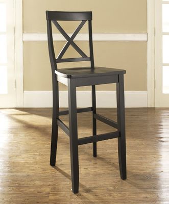 (Set of 2) X-Back Bar Stool in Black Finish with 30 Inch Seat Height - Crosley Furniture - CF500430-BK