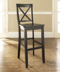 (Set of 2) X-Back Bar Stool in Black Finish with 30 Inch Seat Height - Crosley Furniture - CF500430-BK