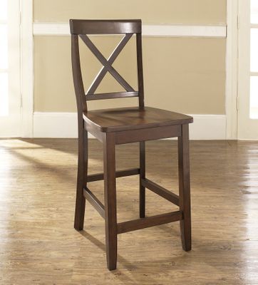 (Set of 2) X-Back Bar Stool in Vintage Mahogany Finish with 24 Inch Seat Height - Crosley Furniture - CF500424-MA