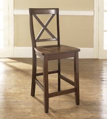 (Set of 2) X-Back Bar Stool in Vintage Mahogany Finish with 24 Inch Seat Height - Crosley Furniture - CF500424-MA