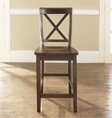 (Set of 2) X-Back Bar Stool in Vintage Mahogany Finish with 24 Inch Seat Height - Crosley Furniture - CF500424-MA