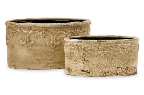 Sienna Fleur De Lis Container (Set of 2) - IMAX - 40054-2