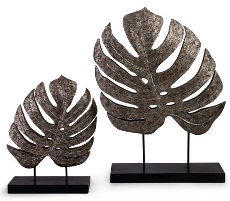 Silver Antiqued Leaves (Set of 2) - IMAX - 13424-2
