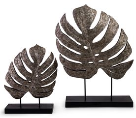 Silver Antiqued Leaves (Set of 2) - IMAX - 13424-2
