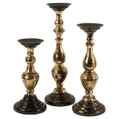 Simone Metallic Candleholders (Set of 3) - IMAX - 12942-3