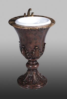 Sink Pedestal in Medium Brown / Silver Leaf - P5416-03A
