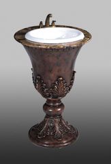 Sink Pedestal in Medium Brown / Silver Leaf - P5416-03A