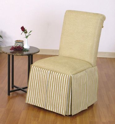 Skirted Parsons Chair in Creme with Yellow Stripes - 4D Concepts - 551387