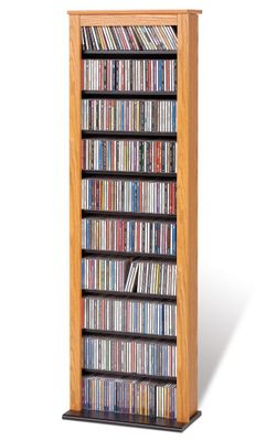 Slim Barrister Tower in Oak/Black - Prepac Furniture - OMB-0400