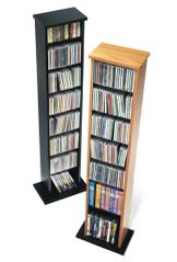 Slim Multimedia Storage Tower in Oak/Black - Prepac Furniture - OMA-0160