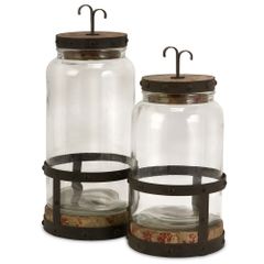 Sloan Lidded Canisters (Set of 2) - IMAX - 56355-2