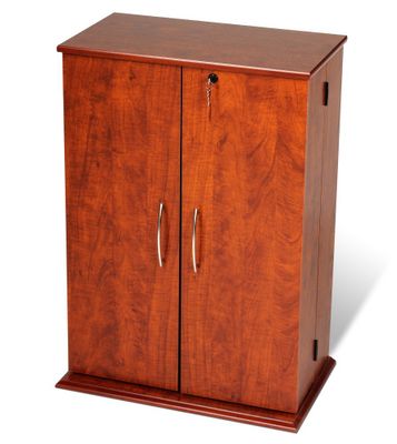 Small Locking Media Storage Cabinet in Cherry/Black - Prepac Furniture - CVS-0136