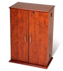 Small Locking Media Storage Cabinet in Cherry/Black - Prepac Furniture - CVS-0136