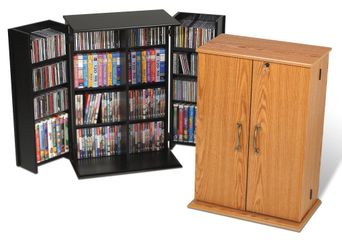 Small Locking Media Storage Cabinet in Oak/Black - Prepac Furniture - OVS-0136