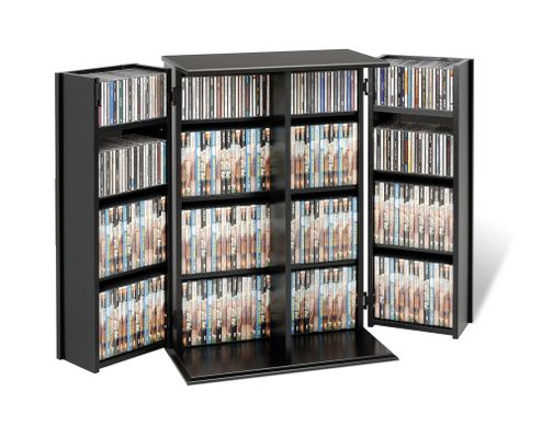 Small Locking Media Storage Cabinet with Shaker Doors in Black - Prepac Furniture - BLS-0192