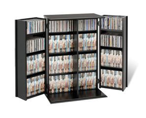 Small Locking Media Storage Cabinet with Shaker Doors in Black - Prepac Furniture - BLS-0192
