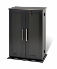Small Locking Media Storage Cabinet with Shaker Doors in Black - Prepac Furniture - BLS-0192