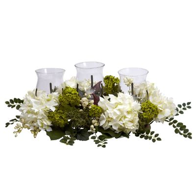 Snowball Hydrangea Triple Candelabrum - Nearly Natural - 4806