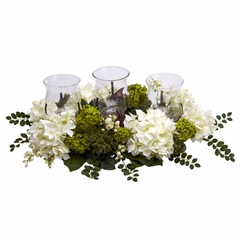 Snowball Hydrangea Triple Candelabrum - Nearly Natural - 4806