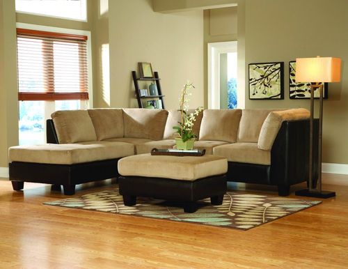 Sofa Sectional Set in Brown Bella Microfiber / Bi-cast Vinyl - 9838BR-SET