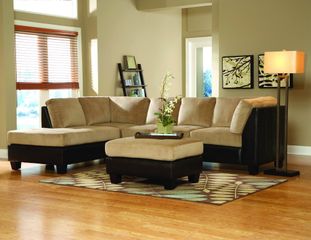 Sofa Sectional Set in Brown Bella Microfiber / Bi-cast Vinyl - 9838BR-SET