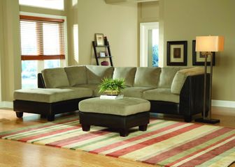 Sofa Sectional Set in Herbal Bella Microfiber / Bi-cast Vinyl - 9838HB-SET