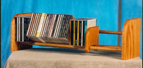 Solid Oak 1 Row Dowel Tabletop CD Rack - 101